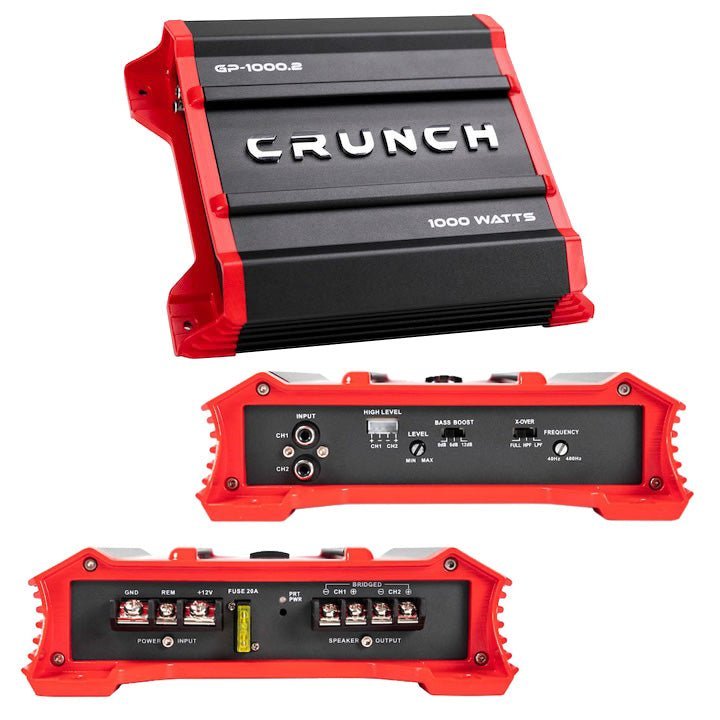 Crunch Ground Pounder 2 X 250 @ 4 Ohms 2 X 500 @ 2 Ohms 1 X 1000 Watts @ 4 Ohms Bridged - Clinch River Fishing USA