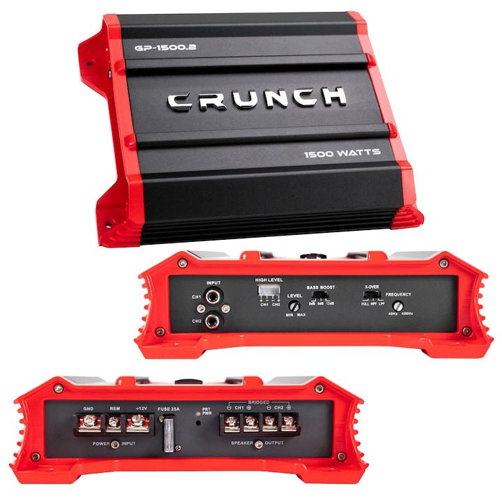 Crunch Ground Pounder 2 X 325 @ 4 Ohms 2 X 750 @ 2 Ohms 1 X 1500 Watts @ 4 Ohms Bridged - Clinch River Fishing USA