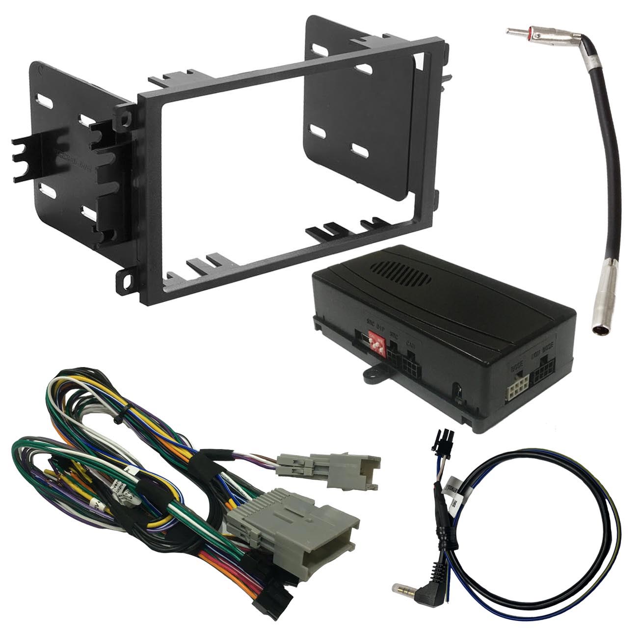 Crux OnStar Radio Replacement interface w/ SWC Retention video switcher & D. Din Dash Kit - GM Clas - Clinch River Fishing USA