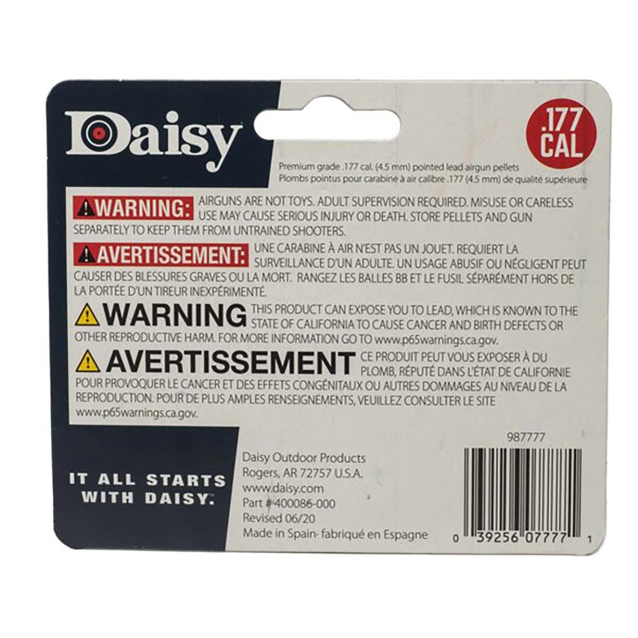 Daisy .177cal PrecisionMax Pointed Field Lead Pellets (250 count) - Clinch River Fishing USA