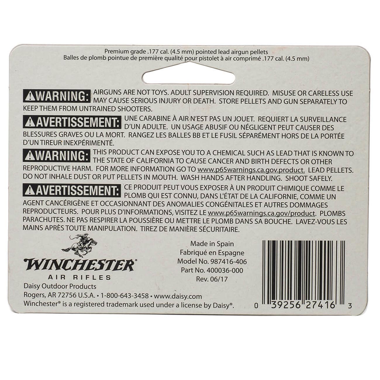 Daisy Winchester .177 Caliber Pointed Pellet (500 per Tin) - Clinch River Fishing USA