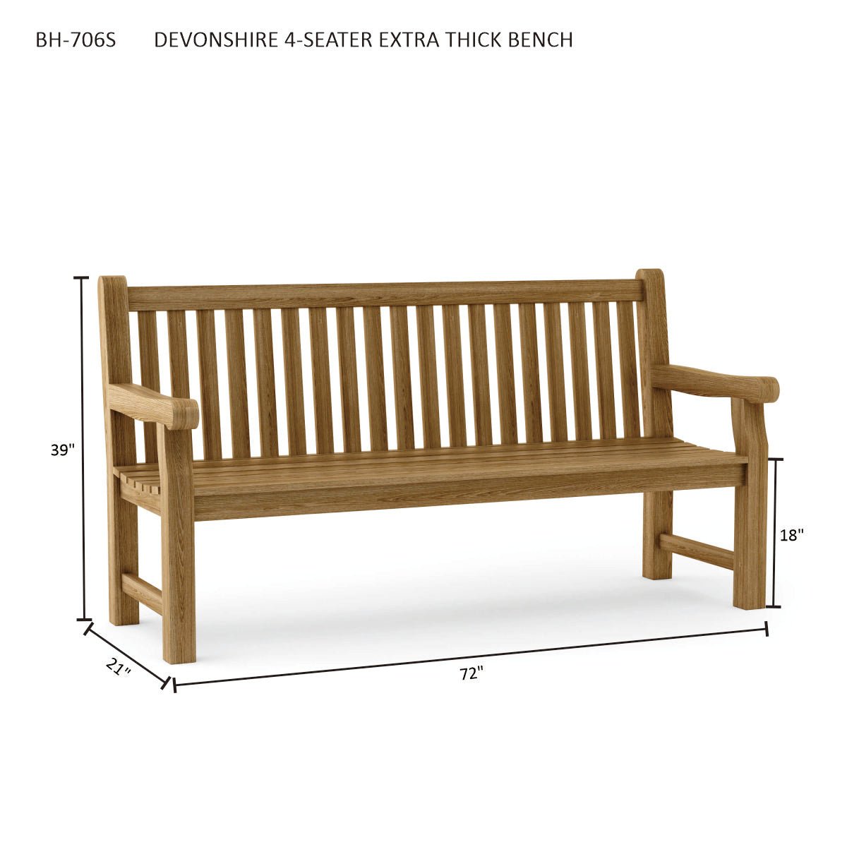 DEVONSHIRE 4 - SEATER EXTRA THICK BENCH - Clinch River Fishing USA