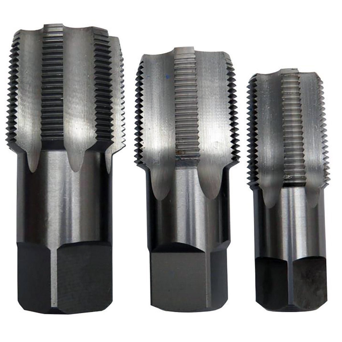 DRILL AMERICA Carbon Steel NPT Pipe Tap Set In Carry Pouch 1" - 1-1/2" (3 Piece Set) - Clinch River Fishing USA