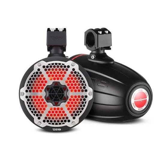 DS18 NXL 8" Neodymium Marine and Powersports Towers with Built-in Passive Radiator - Black | NXL-X8TPNEO/BK - Clinch River Fishing USA