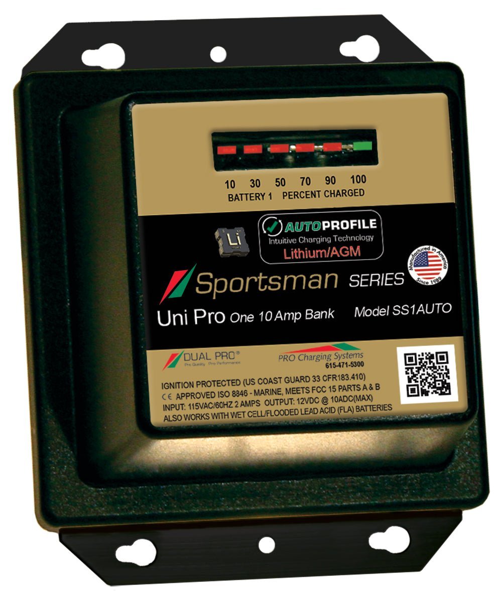 Dual Pro SS1AUTO Battery Charger, Auto Profile 1 Bank 10 Amps - Clinch River Fishing USA
