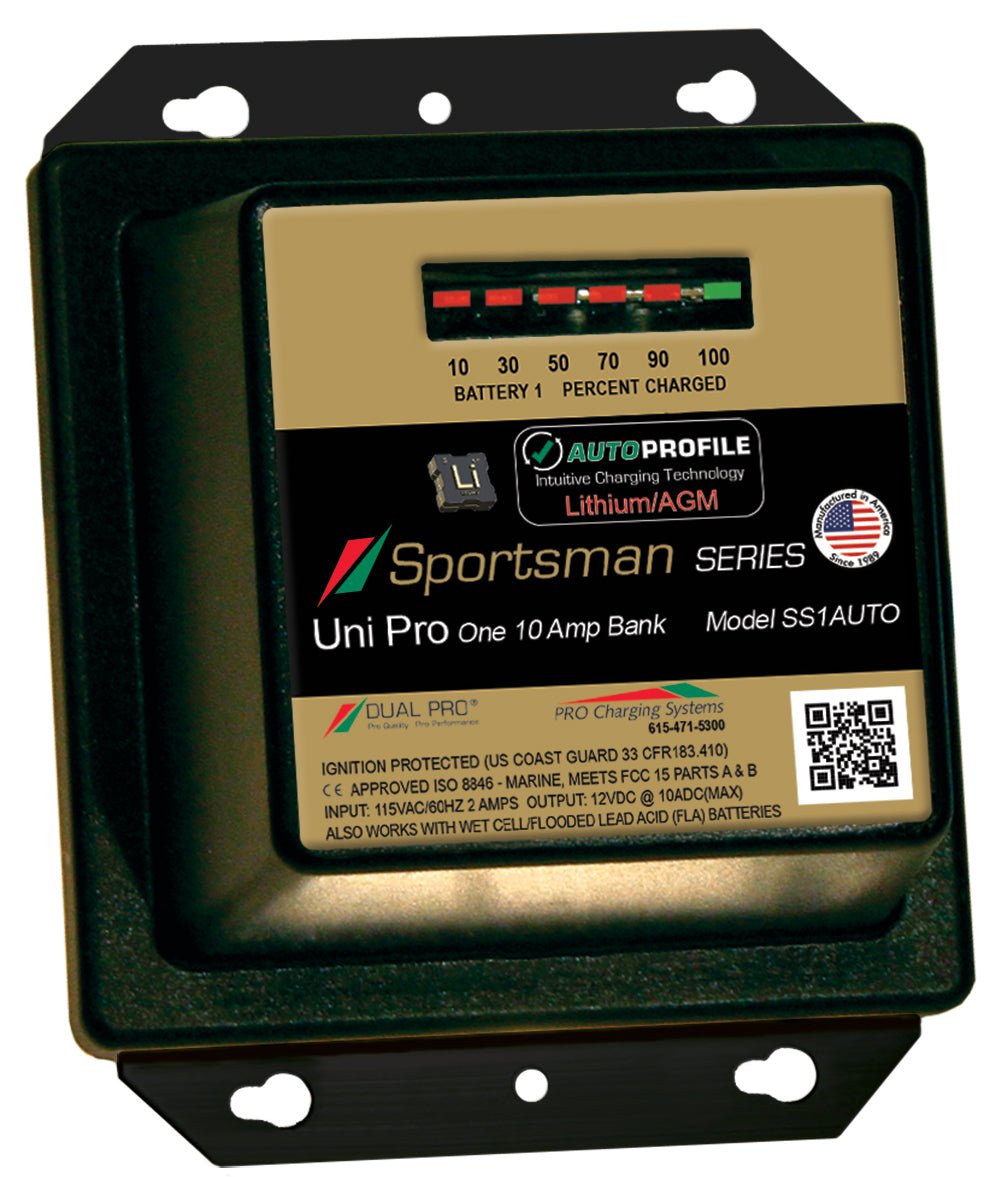 Dual Pro SS1AUTO Battery Charger, Auto Profile 1 Bank 10 Amps - Clinch River Fishing USA