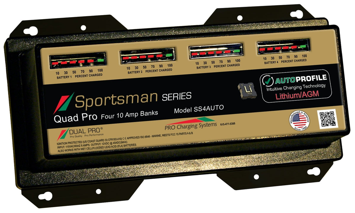 Dual Pro SS4AUTO Battery Charger, Auto Profile 4 Bank 40 Amps - Clinch River Fishing USA