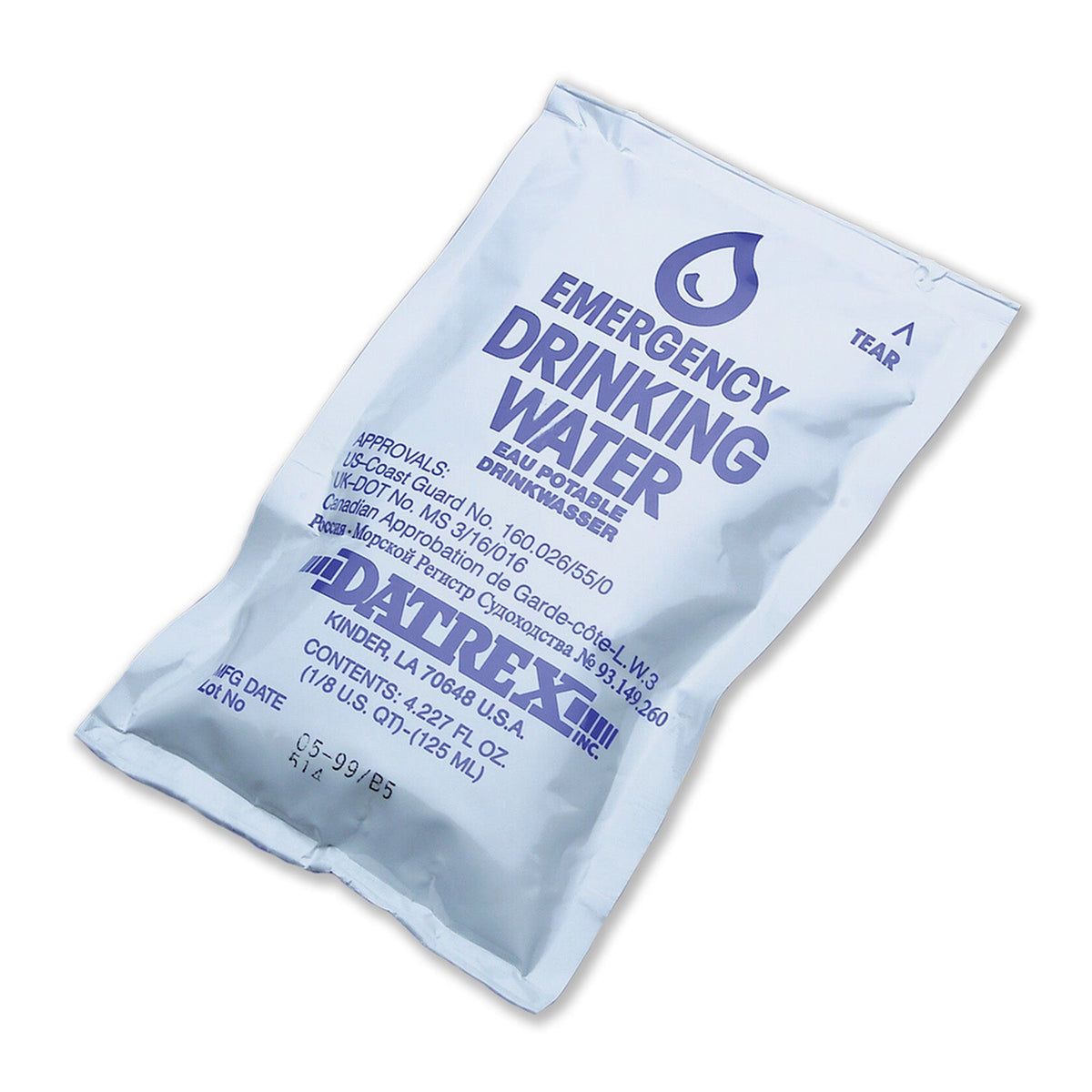 Emergency Water Pouch - 4.227 FL OZ. - Case of 64 - Clinch River Fishing USA