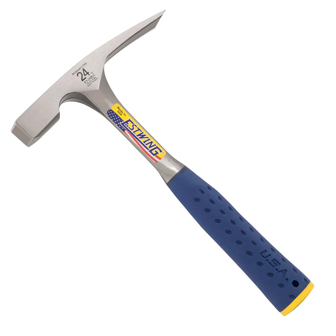 Estwing 24 oz. Bricklayer / MasonGÇÖs Smooth Face Hammer - Blue Shock Reduction Grip - Clinch River Fishing USA