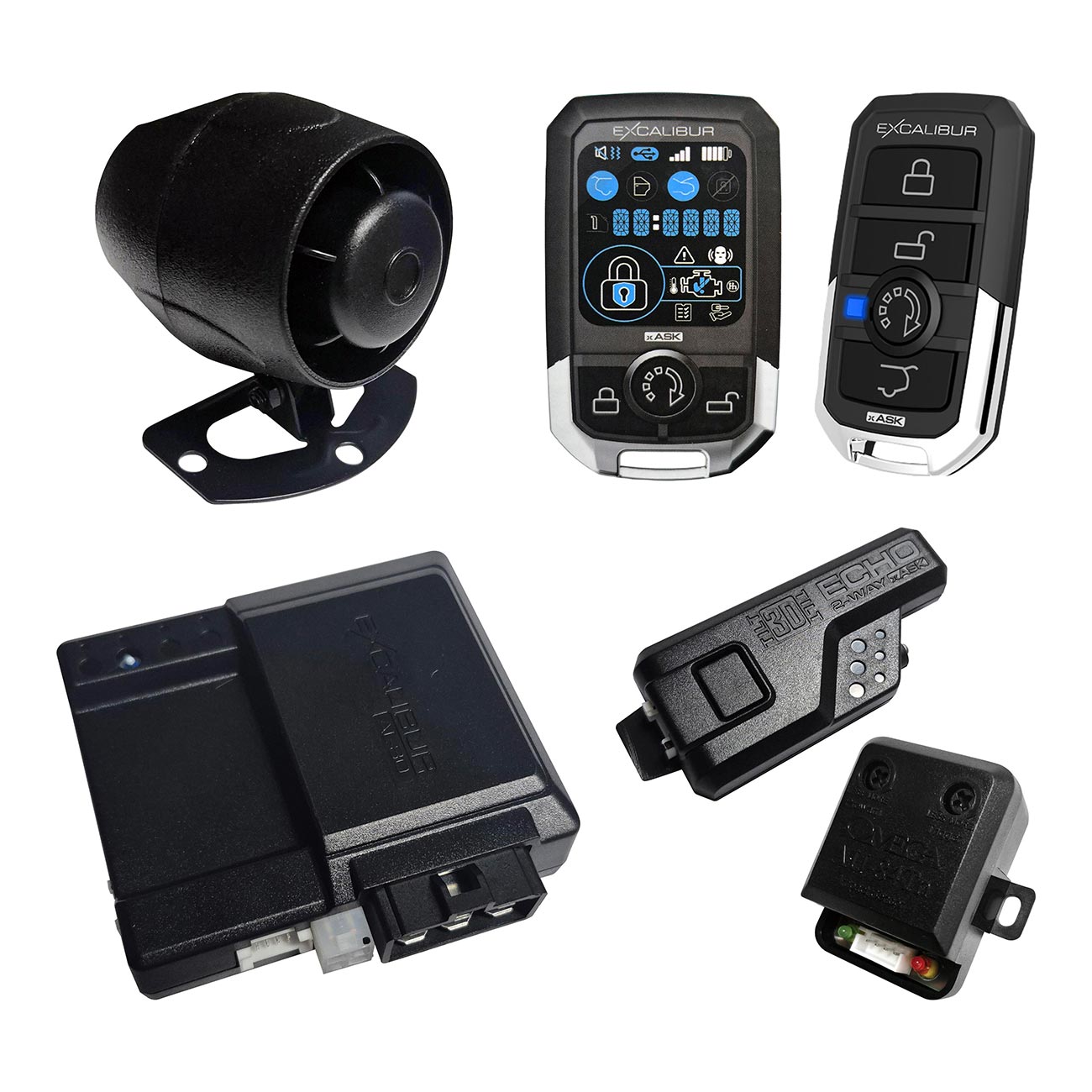 Excalibur Car Alarm/Remote Start with 3-Color LCD 2-Way Remote & 1500 Foot Range - Clinch River Fishing USA