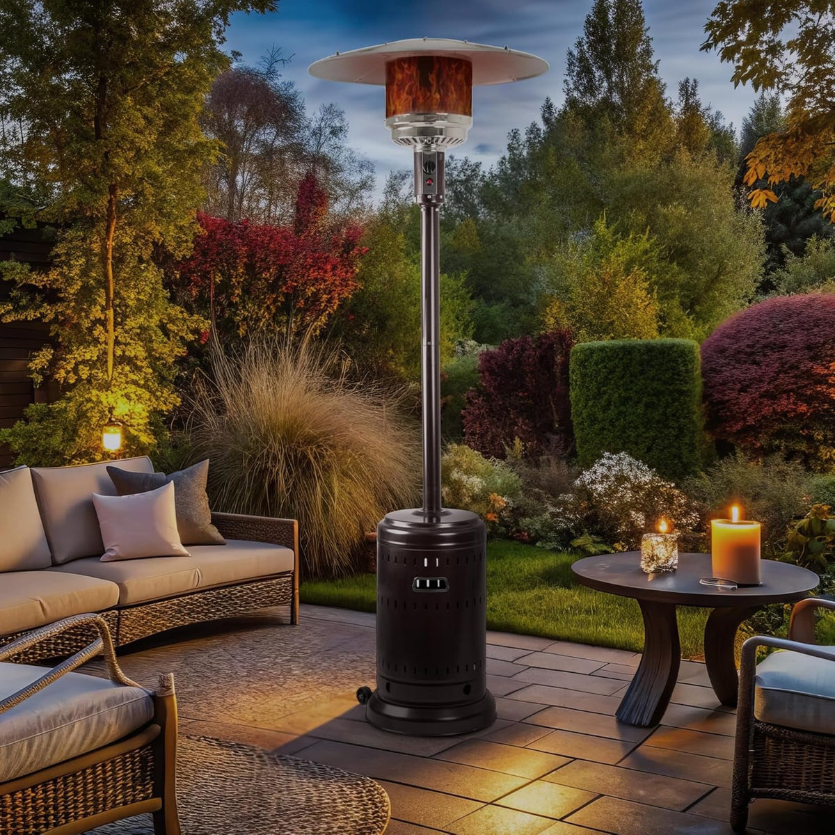 46,000 BTU Outdoor Patio Heater With Wheels Havana Bronze