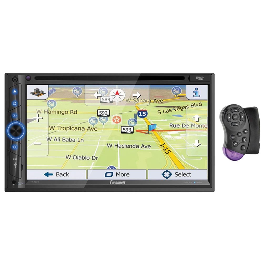 Farenheit 7" LCD DDin Navigation Indash DVD Player Bluetooth Android phonelink remote - Clinch River Fishing USA