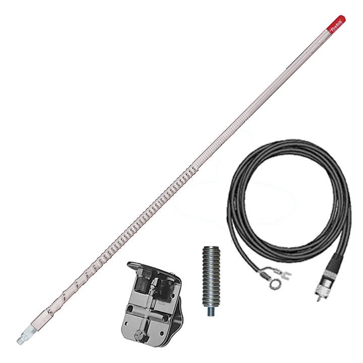 Firestik 4' (122cm) Single Mirror "NGP" Kit Complete (White) - Clinch River Fishing USA