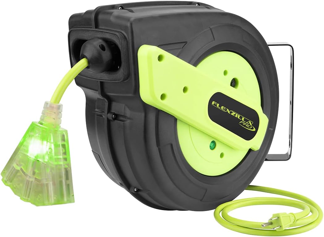 Flexzilla Pro Retractable 60' 12/3AWG Extension Cord Reel - Clinch River Fishing USA