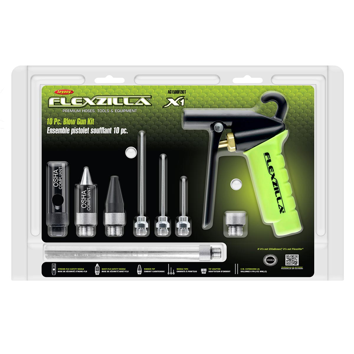 Flexzilla X1Gäó Blow Gun Kit ZillaGreen (10-Piece) - Clinch River Fishing USA