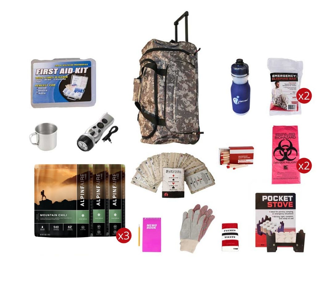 Food Storage Survival Kit, Rolling Bag, Camo - Clinch River Fishing USA