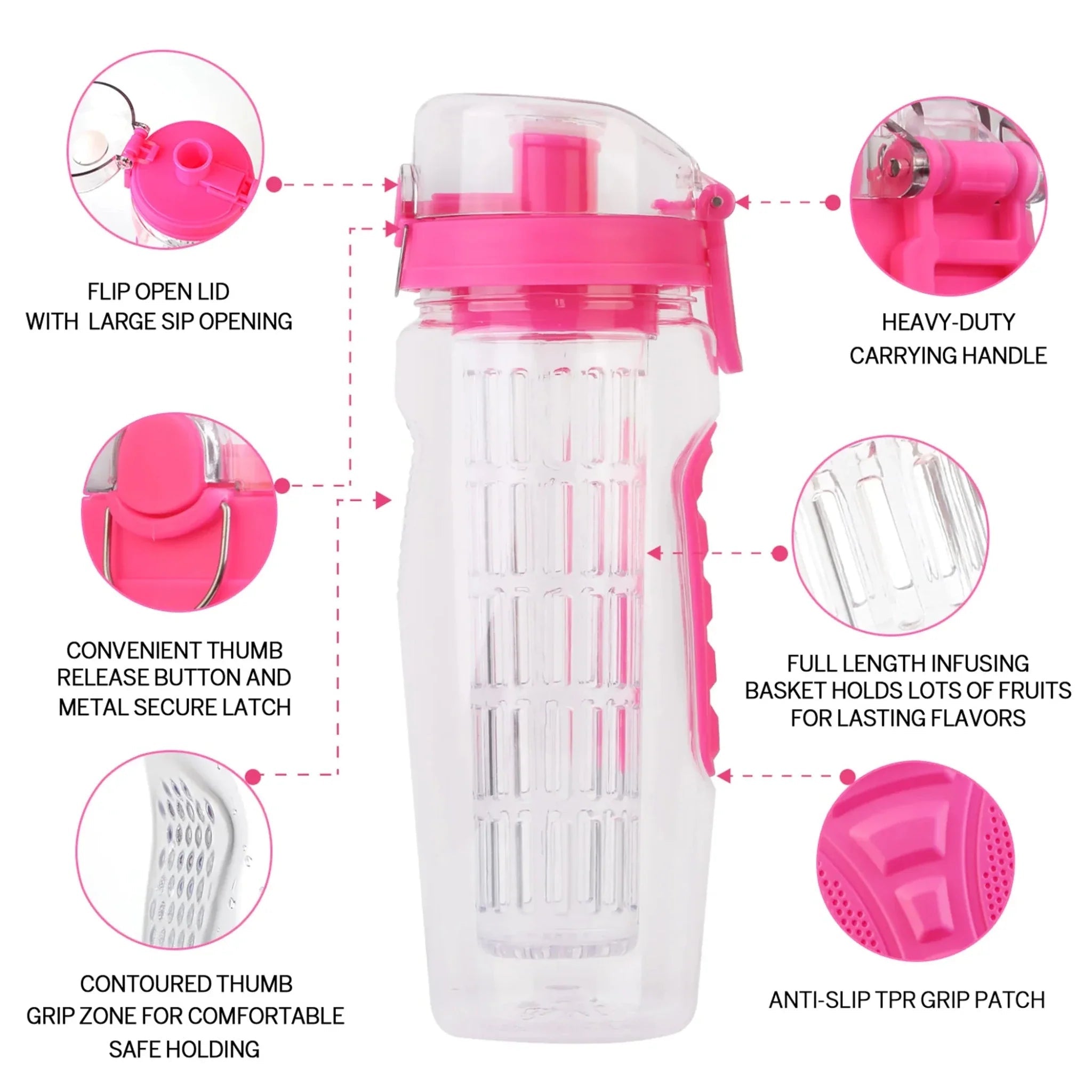 Fruit Infuser Water Bottle 32OZ Juice Shaker Sport - Clinch River Fishing USA