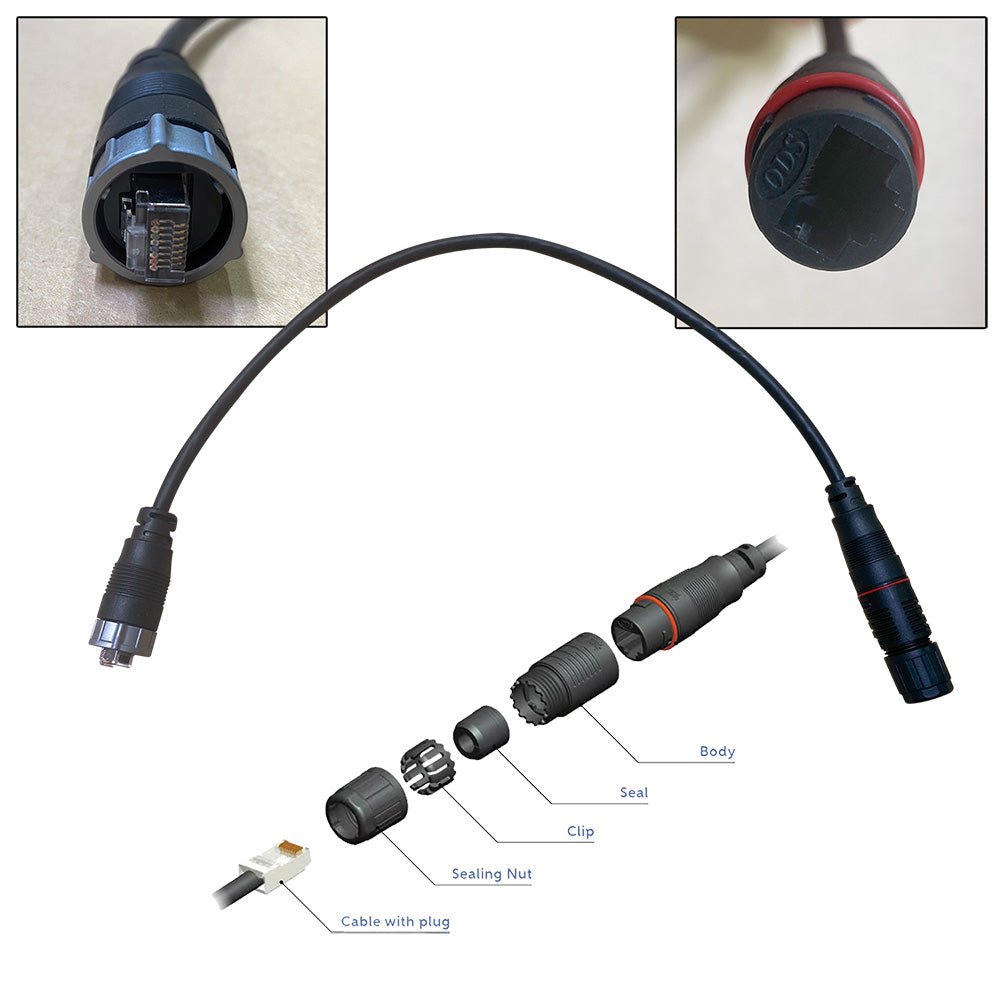 Furuno RJ45 to HUB102 Cable 0.5M Waterproof RJ45 (M) to RJ45 Adapter - Clinch River Fishing USA