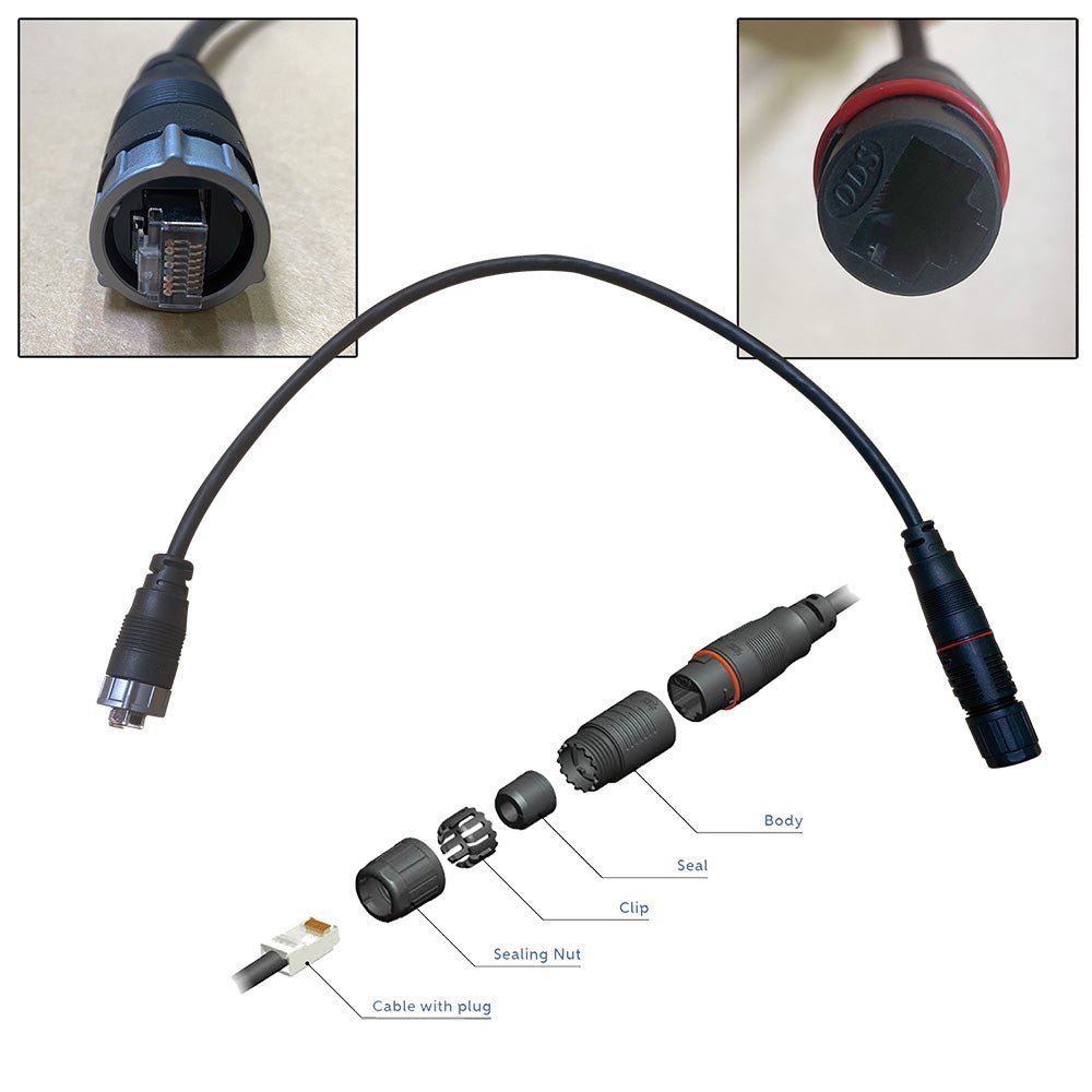 Furuno RJ45 to HUB102 Cable 0.5M Waterproof RJ45 (M) to RJ45 Adapter - Clinch River Fishing USA