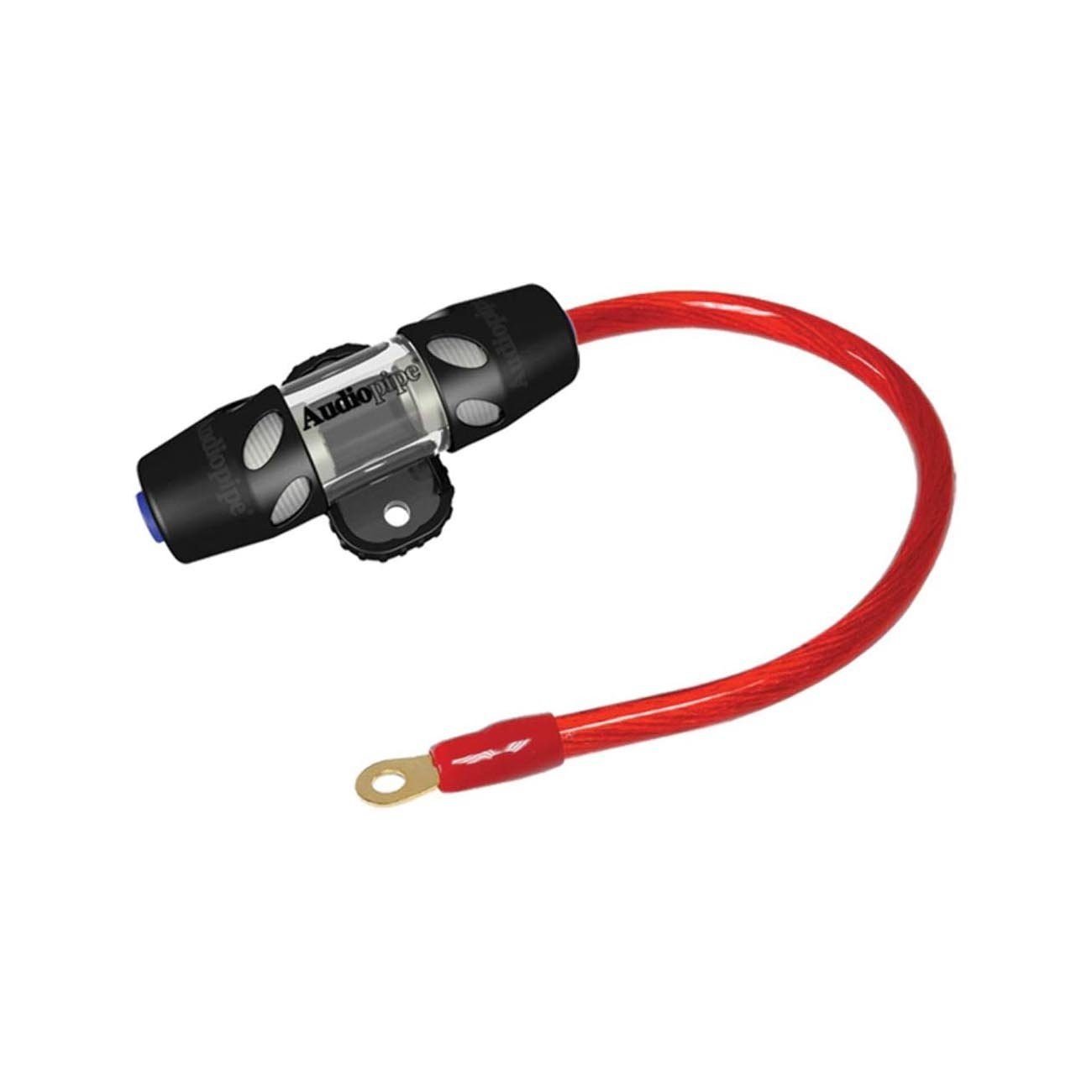 FUSEHOLDER AGU AUDIOPIPE W/60AFUSE + 1' 4GA RED POWER WIRE - Clinch River Fishing USA