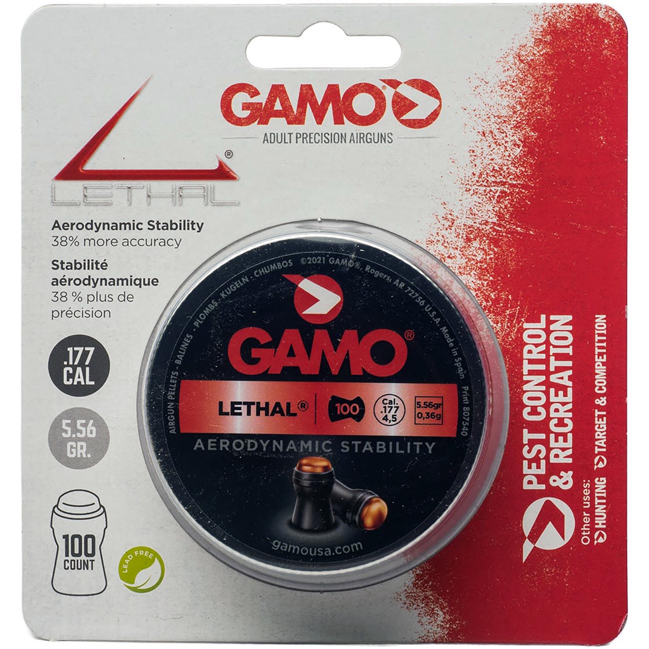 Gamo .177cal "Lethal" Steel Domed Pellets - 5.56 Grain (100 Count) - Clinch River Fishing USA