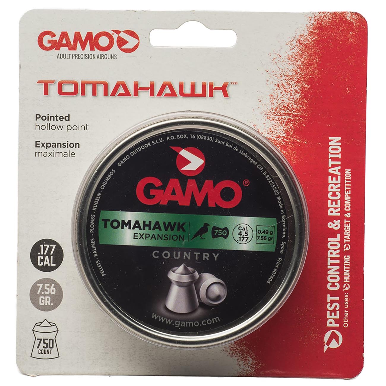Gamo .177cal Pointed Hollow Point Lead Pellets - 7.56 Grain (750 Count) - Clinch River Fishing USA