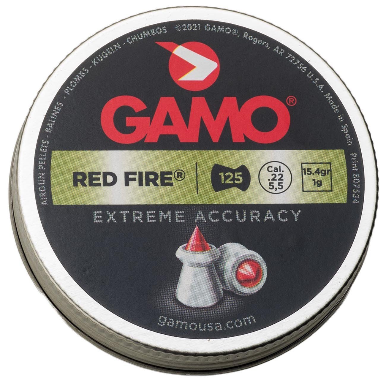 Gamo .22cal GÇ£Red FireGÇ¥ Pellets - 15.4 Grain (125 Count) - Clinch River Fishing USA