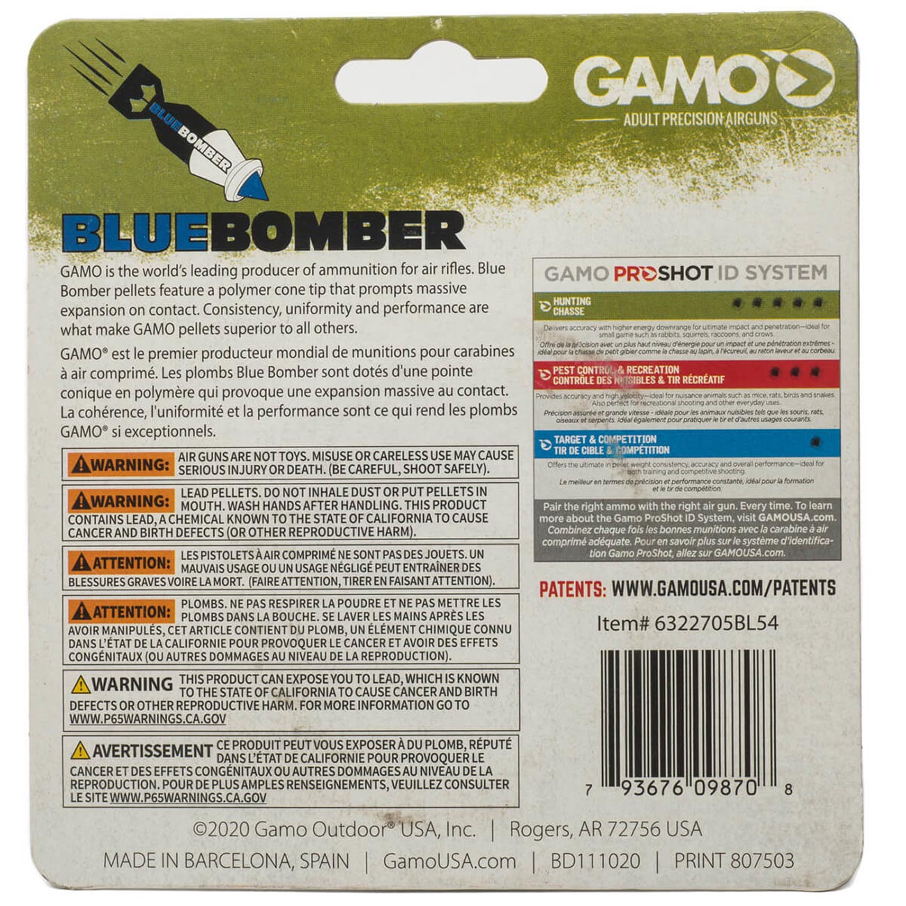 Gamo BLUE BOMBER .22 CAL 250 CT - Clinch River Fishing USA