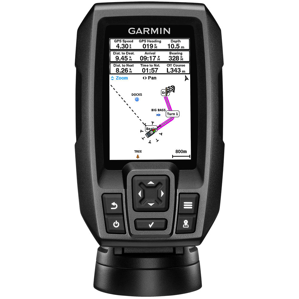 Garmin STRIKER™ 4 Fishfinder Worldwide Version w/77/200kHz - 4 - Pin Transducer w/Transom & Trolling Motor Mounts - Clinch River Fishing USA