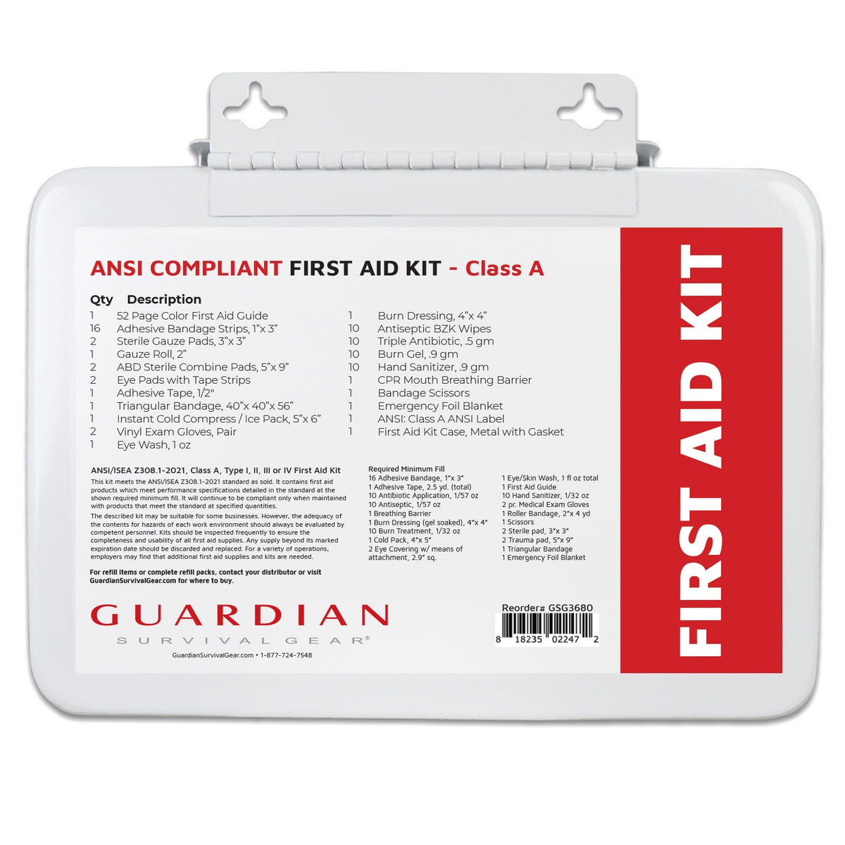 Guardian 10 - 25 Person First Aid Kit - Metal - Clinch River Fishing USA