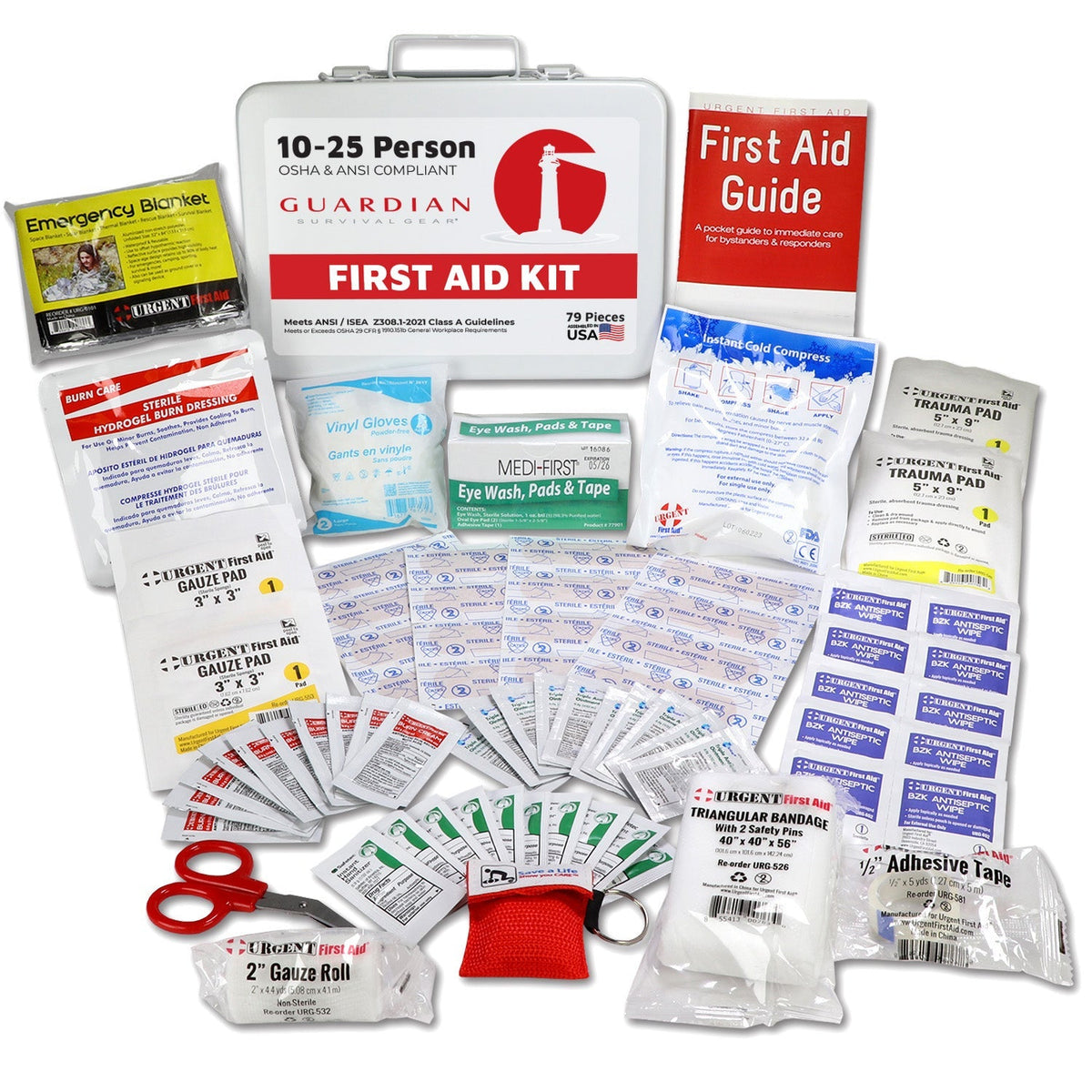 Guardian 10 - 25 Person First Aid Kit - Metal - Clinch River Fishing USA