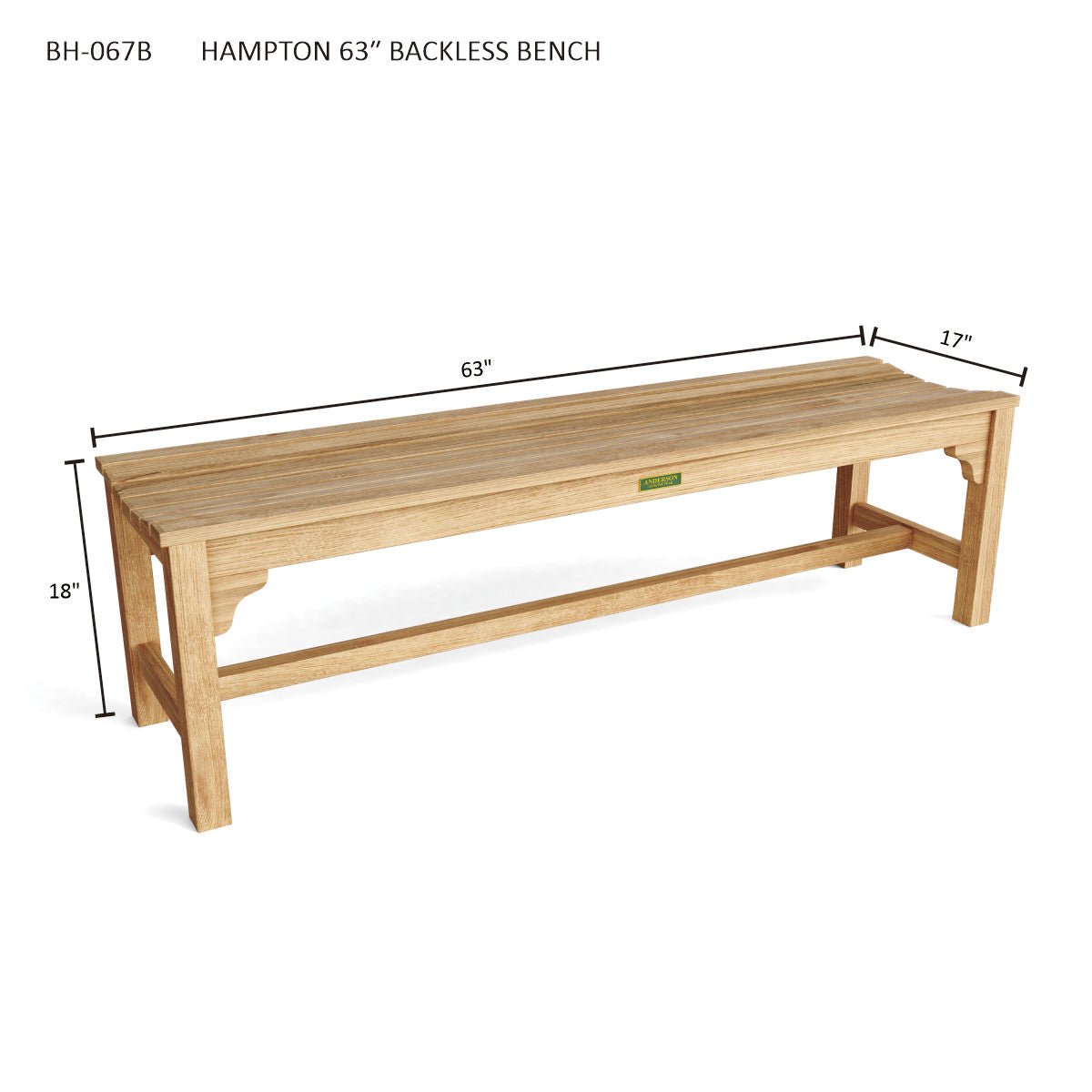 HAMPTON 63″ BACKLESS BENCH - Clinch River Fishing USA