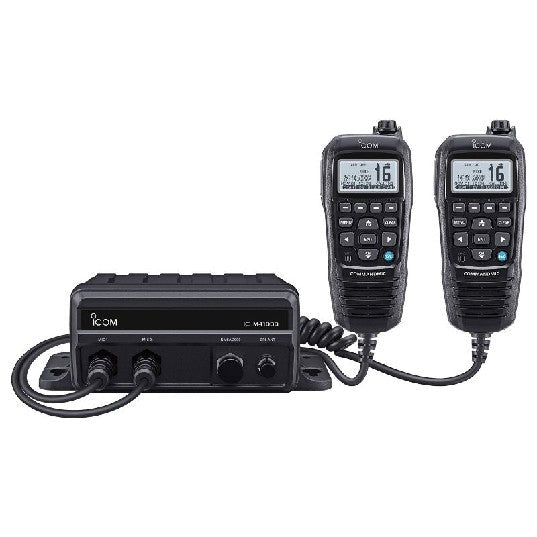 ICOM Black Box Marine VHF Fixed Mount w/BLACK HM-195GB & Two CommandMic Ports | M410BB 11 USA - Clinch River Fishing USA