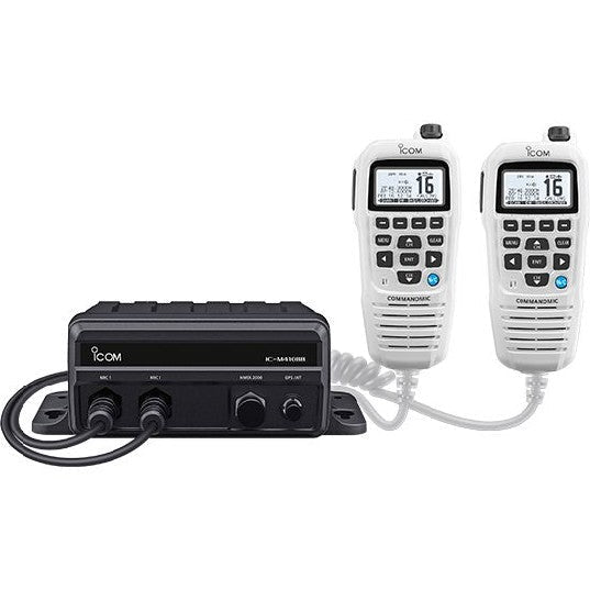 ICOM Black Box Marine VHF Fixed Mount w/WHITE HM-195GB & Two CommandMic Ports | M410BB GW 11 USA - Clinch River Fishing USA