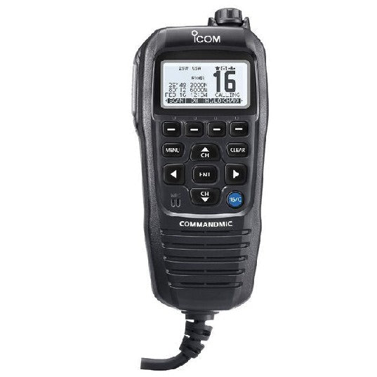 ICOM CommandMic IV with WHITE backlit LCD, in BLACK | HM195GB 61 EXP - Clinch River Fishing USA