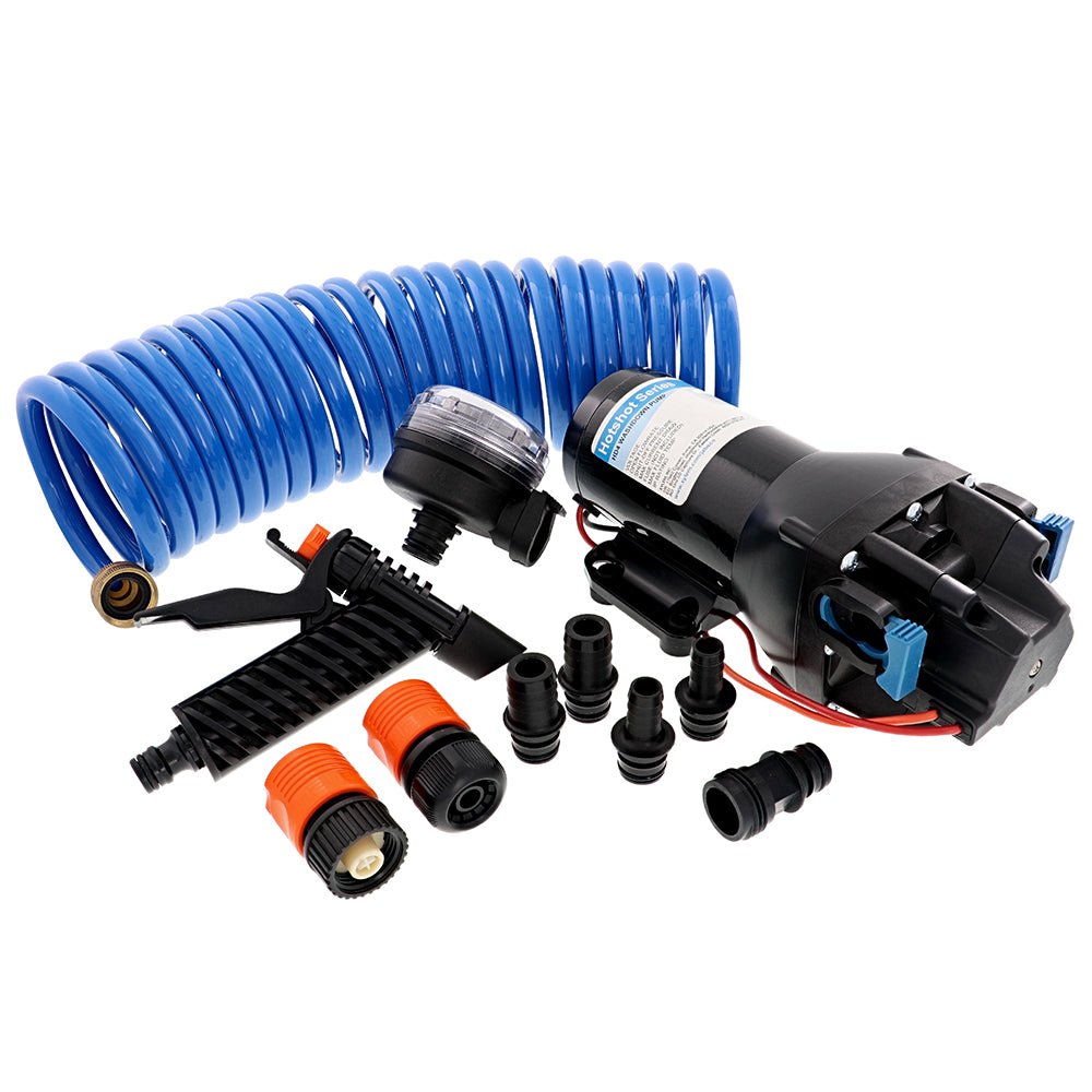 Jabsco HotShot HD4 Heavy Duty Washdown Pump w/25' HoseCoil - 12V - 4 GPM - 60 PSI - Clinch River Fishing USA