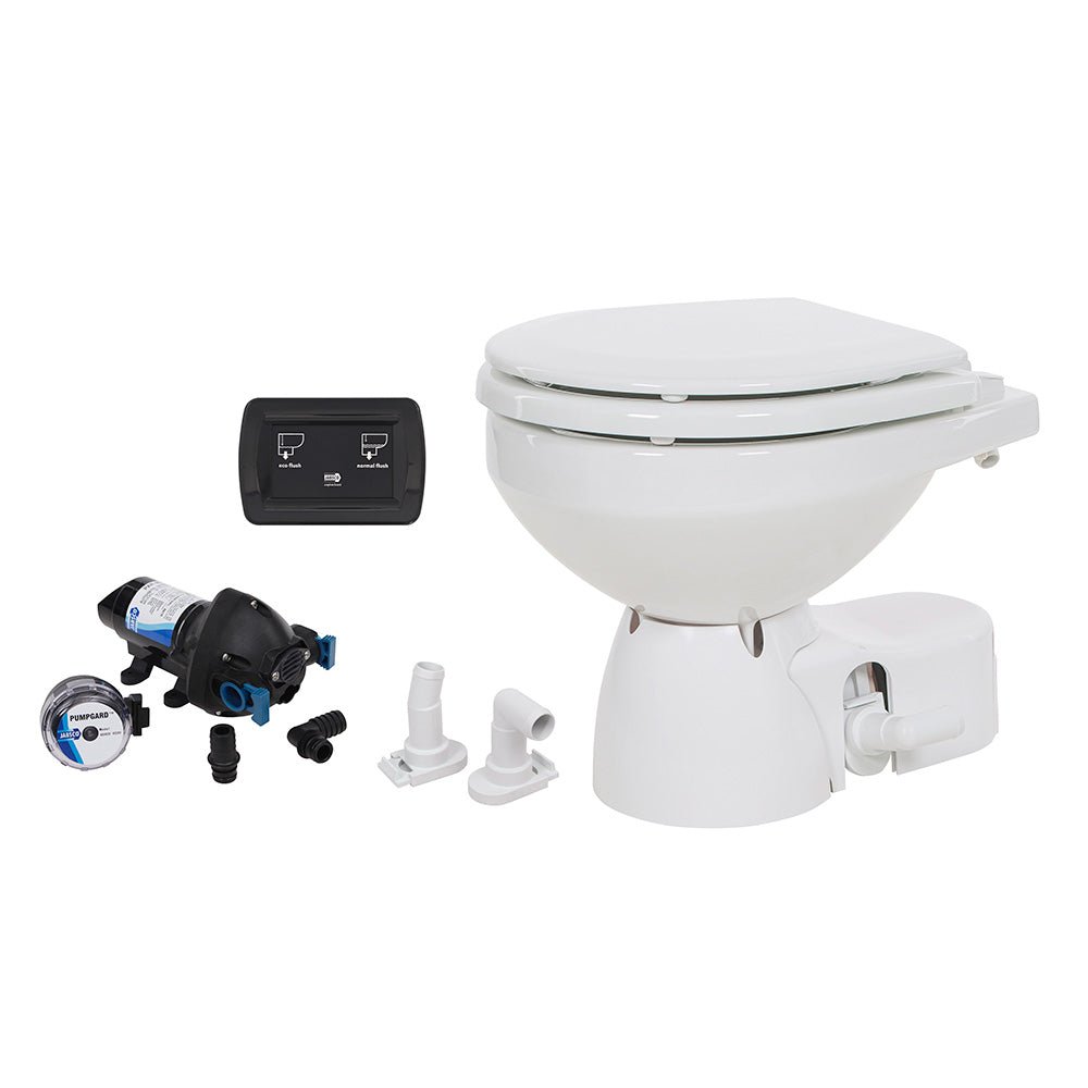 Jabsco Quiet Flush E2 Raw Water Toilet Compact Bowl - 12V - Soft Close Lid - Clinch River Fishing USA