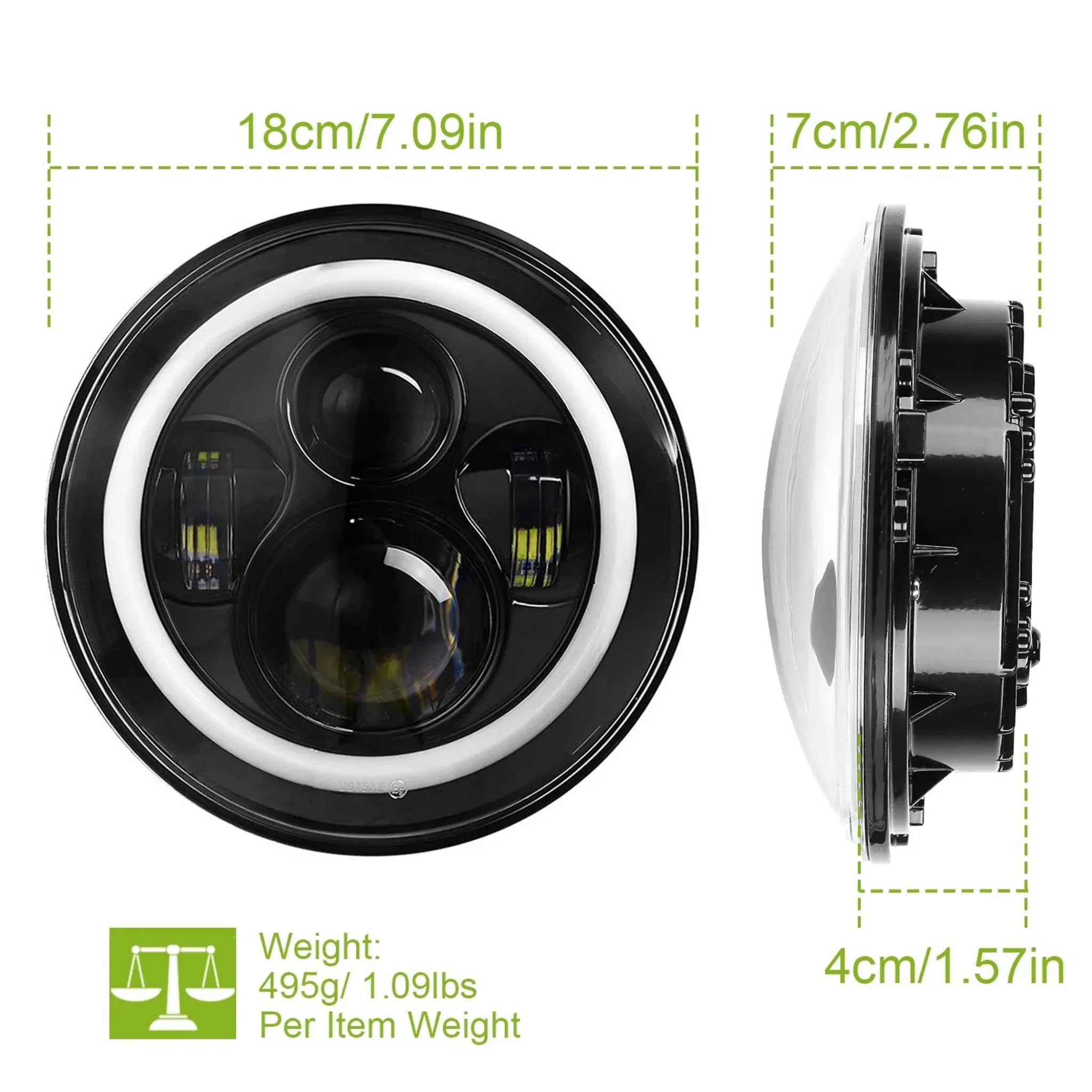 Jeep Wrangler 6000LM Round LED Headlight - Clinch River Fishing USA