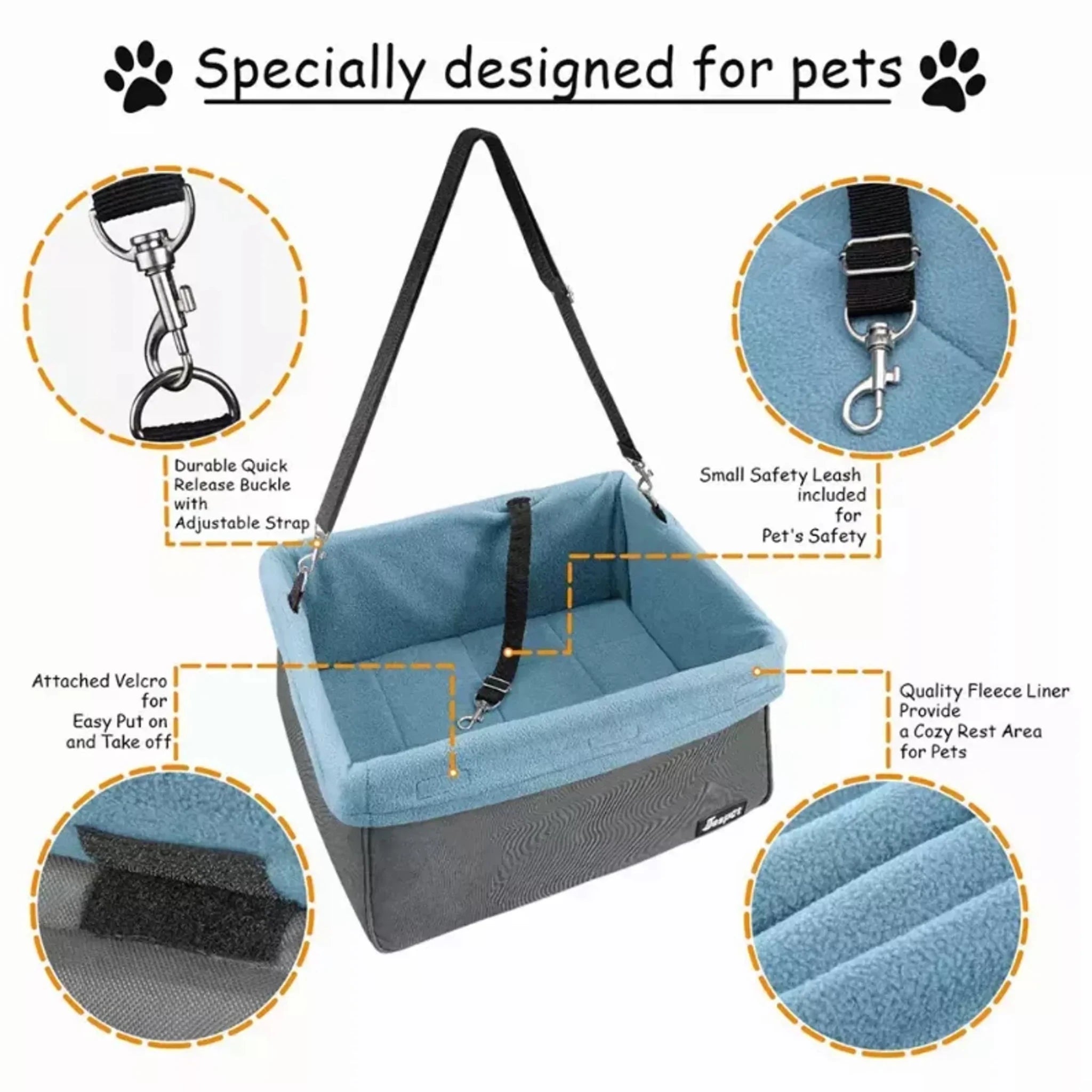 JESPET & GOOPAWS Dog Booster Seats for Cars, Portable Dog Car Seat Travel Carrier with Seat Belt for 24lbs Pets - Clinch River Fishing USA