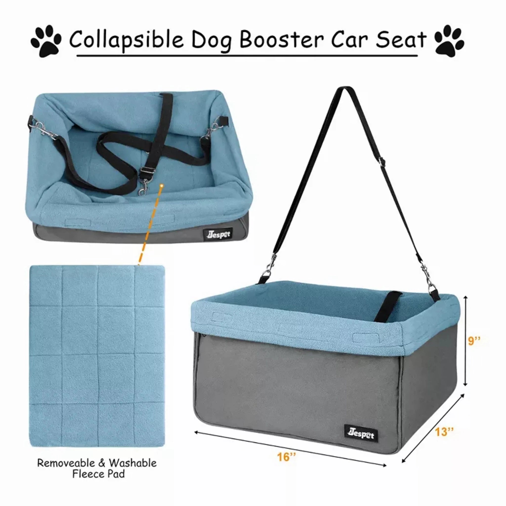 JESPET & GOOPAWS Dog Booster Seats for Cars, Portable Dog Car Seat Travel Carrier with Seat Belt for 24lbs Pets - Clinch River Fishing USA