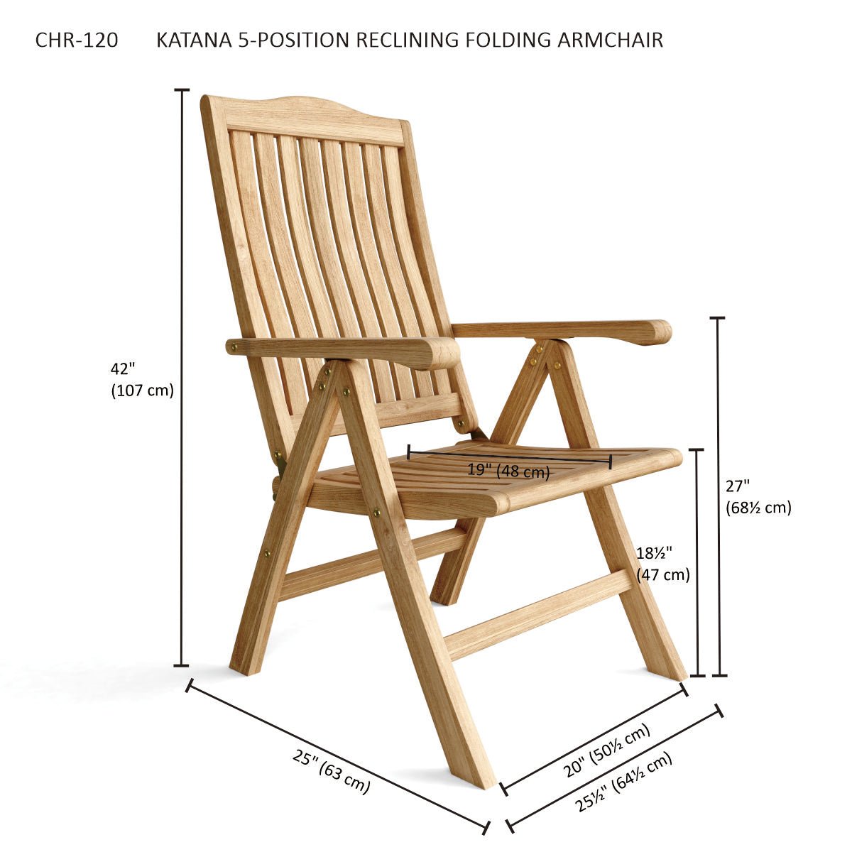 KATANA 5-POSITION RECLINING FOLDING ARMCHAIR - Clinch River Fishing USA