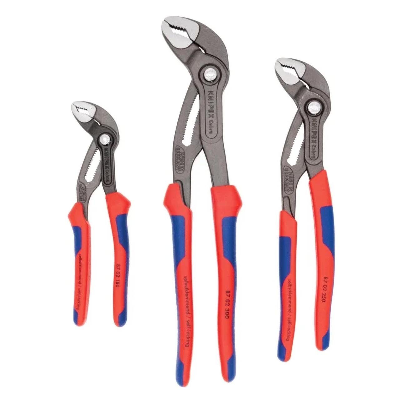 Knipex Cobra Water Pump Plier Set: 7-1/4" 10" & 12" (3 Piece Set) - Clinch River Fishing USA