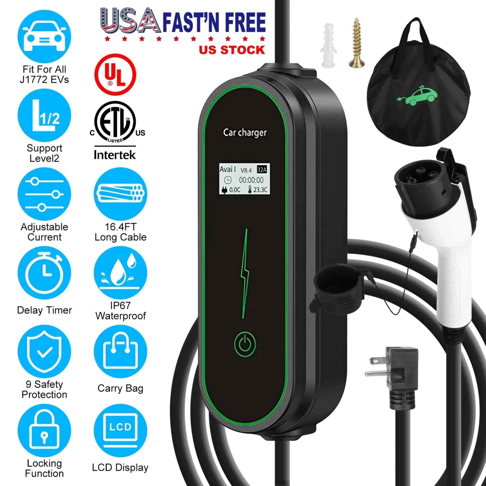 Level2 EV Charger Portable Electric Vehicle Charging Station - Clinch River Fishing USA