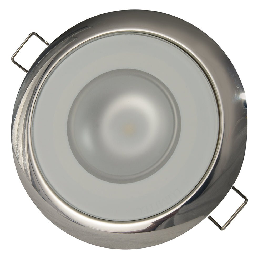 Lumitec Mirage - Flush Mount Down Light - Glass Finish/Polished SS Bezel - 3-Color Red/Blue Non-Dimming w/White Dimming - Clinch River Fishing USA