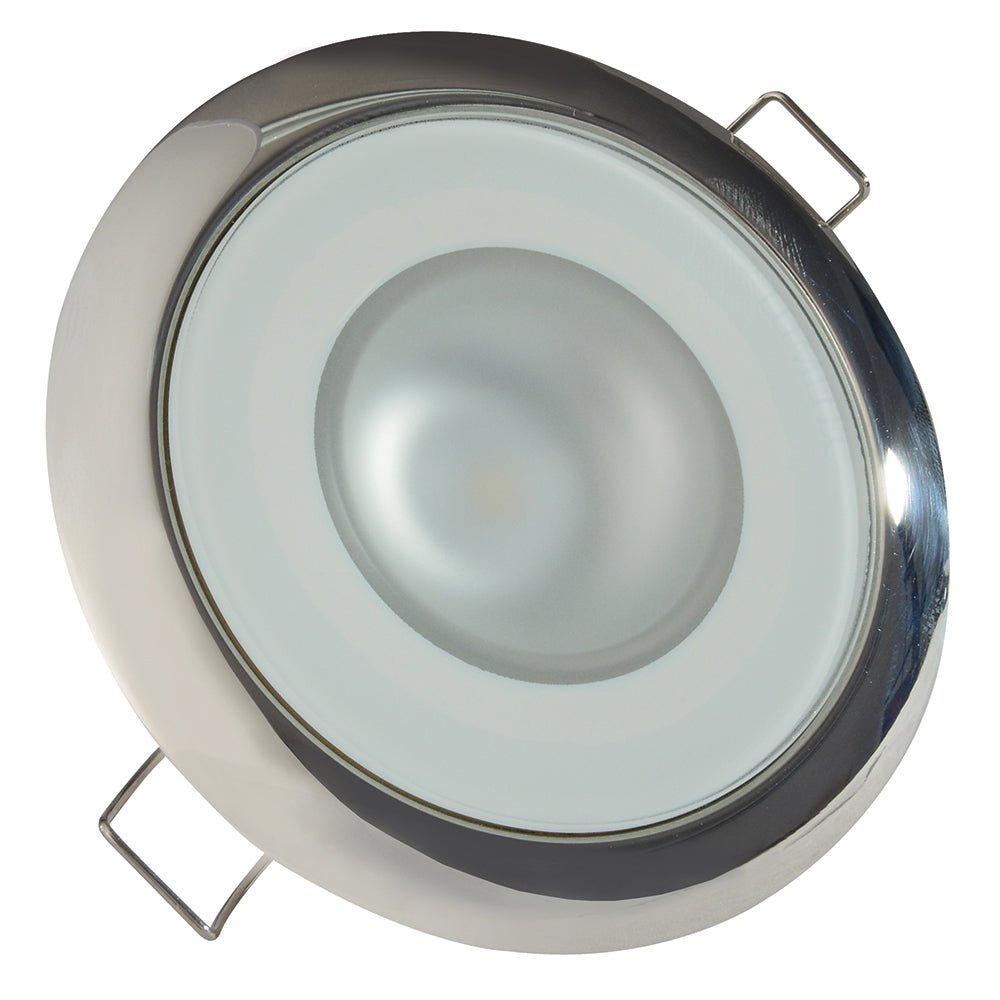 Lumitec Mirage - Flush Mount Down Light - Glass Finish/Polished SS Bezel - Warm White Dimming - Clinch River Fishing USA