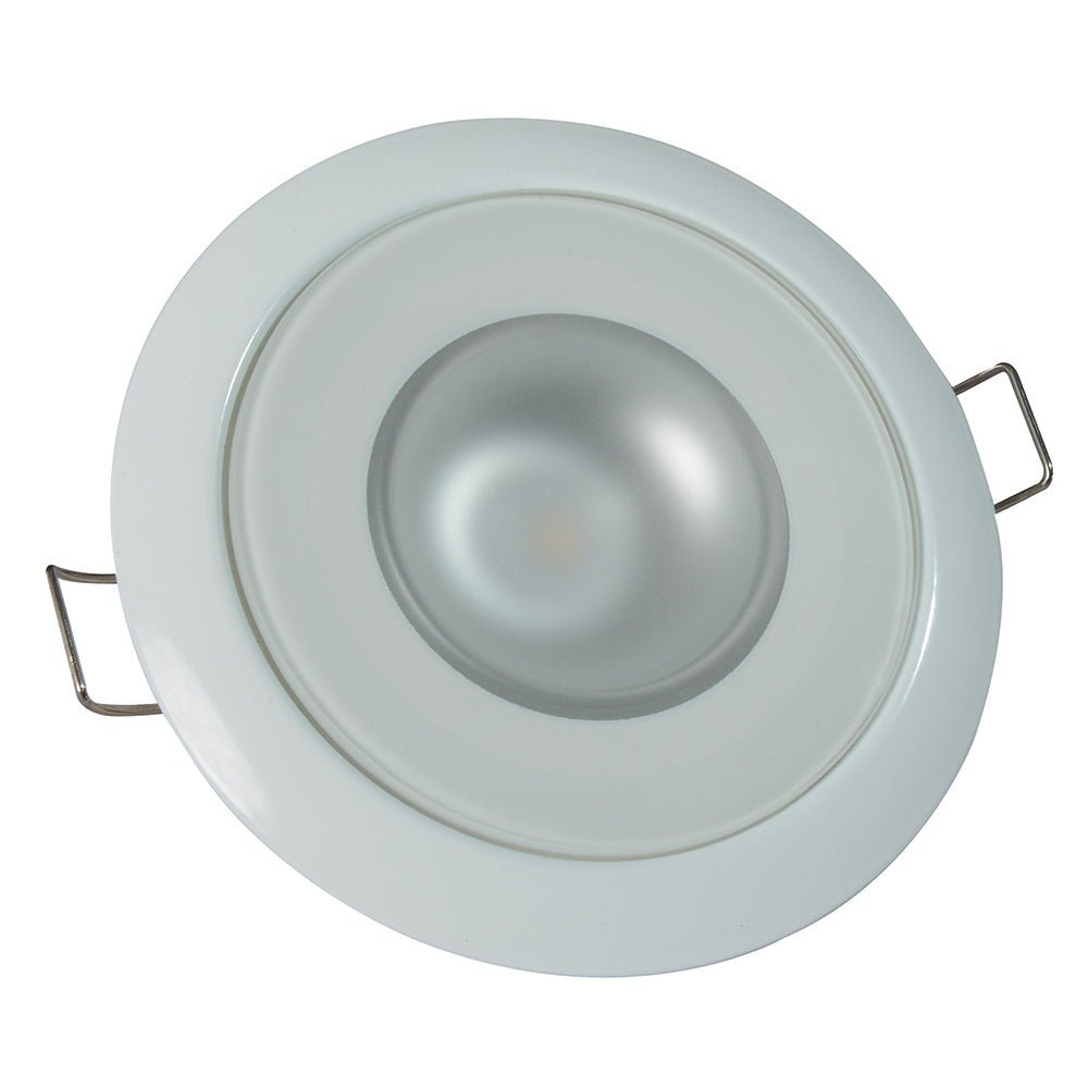 Lumitec Mirage - Flush Mount Down Light - Glass Finish/White Bezel - 2-Color White/Blue Dimming - Clinch River Fishing USA