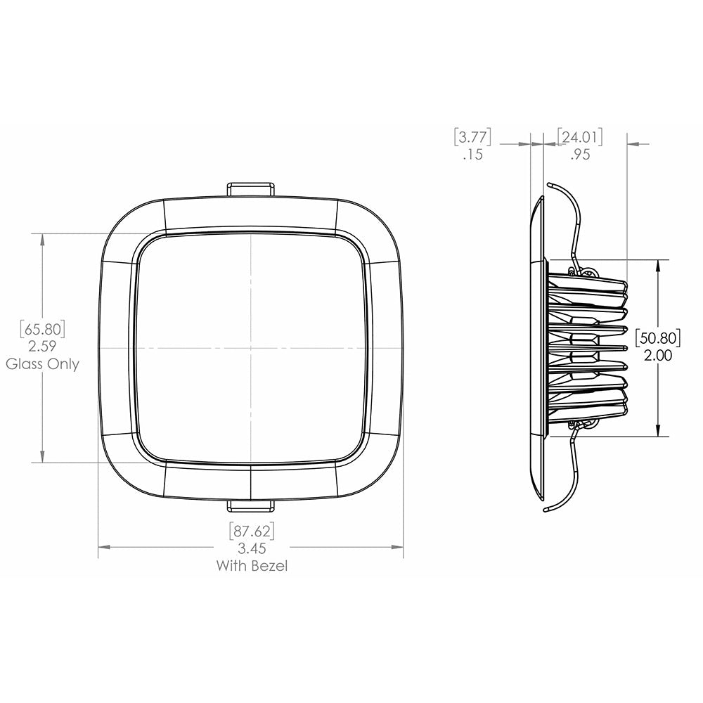 Lumitec Square Mirage Down Light - White Dimming, Red/Blue Non-Dimming - Polished Bezel - Clinch River Fishing USA