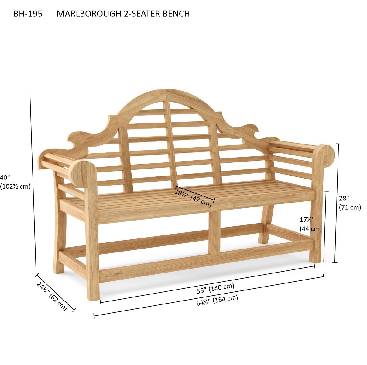 MARLBOROUGH 2-SEATER BENCH - Clinch River Fishing USA
