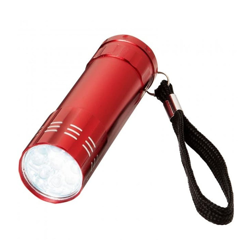 Metal Handheld Red Flashlight with Nylon Wrist Strap - Clinch River Fishing USA
