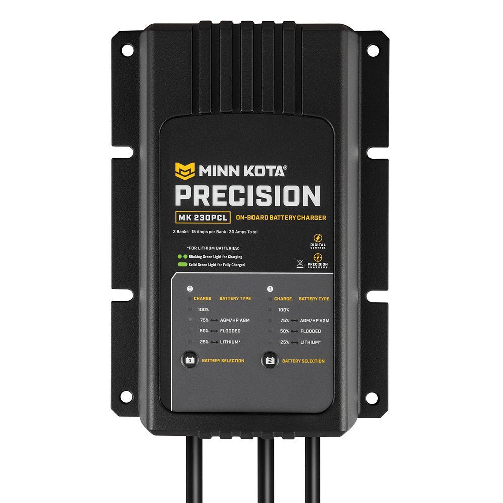 Minn Kota On-Board Precision Charger MK-230 PCL 2 Bank x 15 AMP LI Optimized Charger - Clinch River Fishing USA